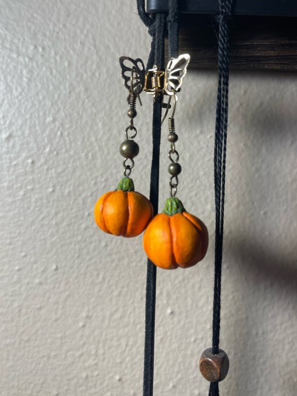 Handmade Orange Pumpkin Drop Earrings